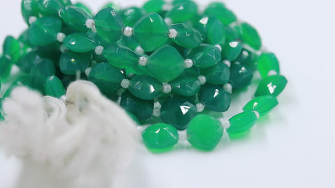 Green Onyx Cushion Faceted Natural Beads 8 Inches