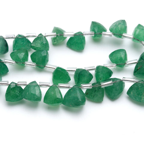 Green Strawberry Quartz Green Triangle Faceted Natural Beads 8 Inches Strands
