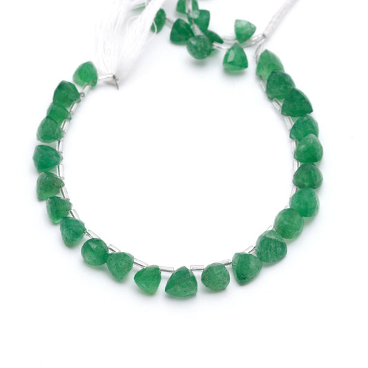Green Strawberry Quartz Green Triangle Faceted Natural Beads 8 Inches Strands