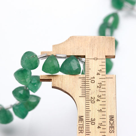 Green Strawberry Quartz Green Triangle Faceted Natural Beads 8 Inches Strands