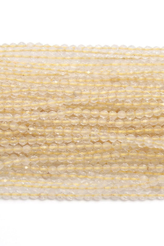 Golden Rutilated Quartz Yellow Round Faceted Natural Beads