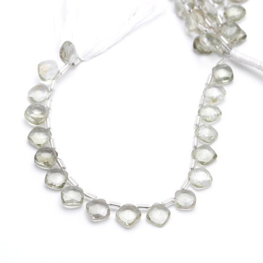 Green Amethyst Cushion Faceted Natural Beads 8 Inches Strands