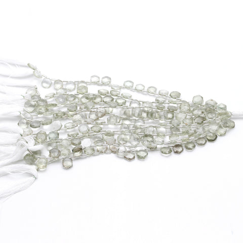 Green Amethyst Green Hexagon Faceted Natural Beads 8 inches Strands
