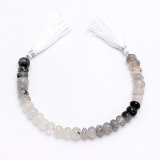 Dendrite Opal Grey Rondell Smooth Natural Beads 8 inches Strands