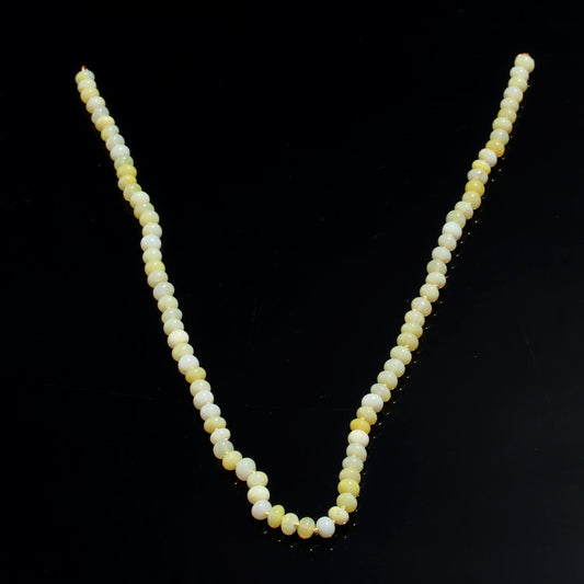 Opal Yellow Smooth Round Natural Beads Necklace 20 Inches Strands