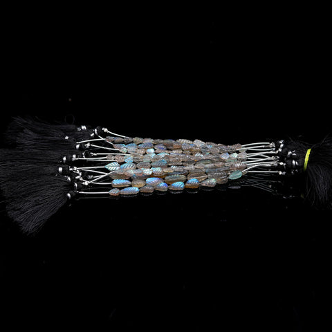 Labradorite Grey Leaf Carving Natural Beads 4 Inches Strands