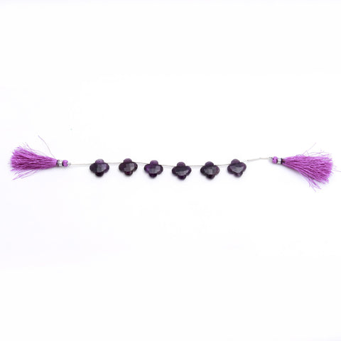 Amethyst Purple Clover Carving Natural Beads 8 Inches Strands