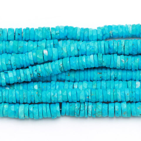 Howlite Turquoise Blue Tire Faceted Natural Beads 8 Inches Strands