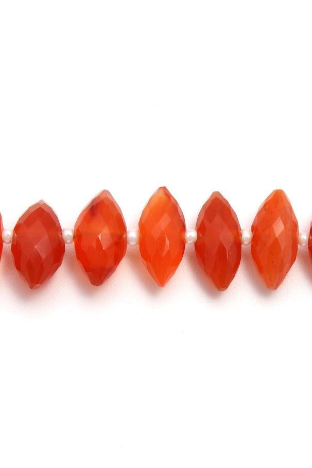 Carnelian Orange Dew Drop Faceted Natural Beads