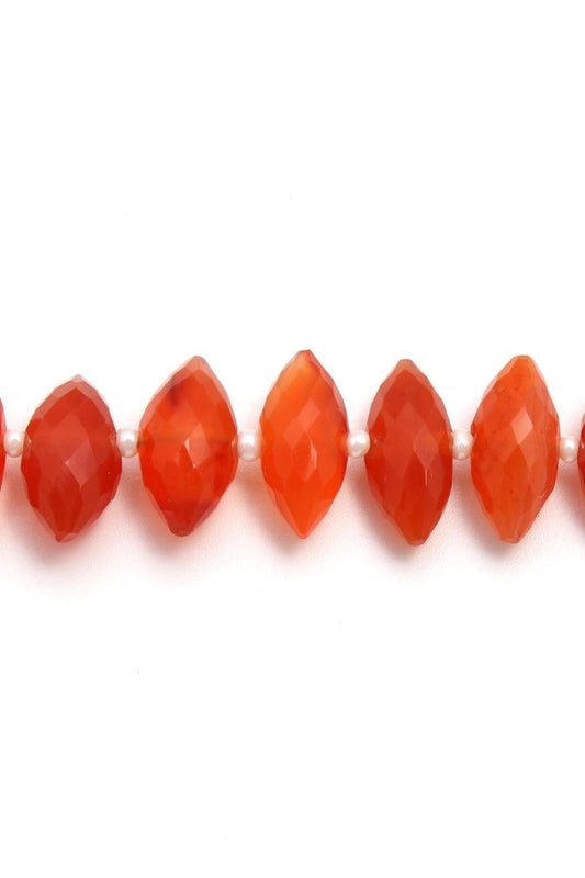 Carnelian Orange Dew Drop Faceted Natural Beads