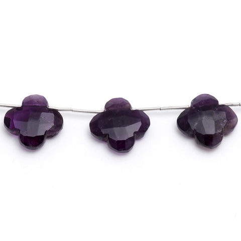 Amethyst Purple Clover Carving Natural Beads 8 Inches Strands