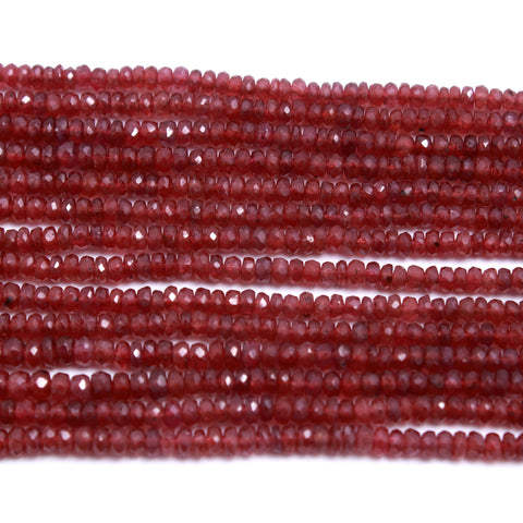 Ruby Red Rondell Faceted Natural Beads 16 Inches Strands