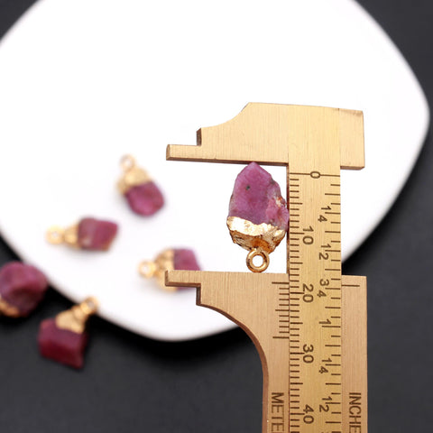 Ruby Red Raw Gold Plating Bezel Cap 12 MM Pendant Charm