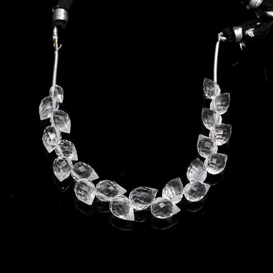 Crystal Quartz White Drop Faceted Natural Beads 4 Inches Strands