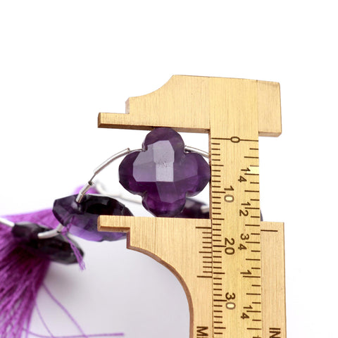 Amethyst Purple Clover Carving Natural Beads 8 Inches Strands