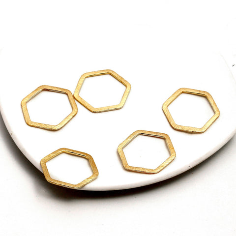 Gold Coated Brass Outline 23MM Hexagon Blank