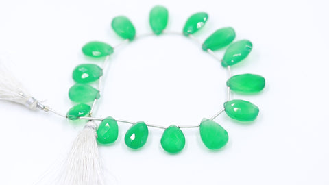 Onyx Green Pear Faceted Natural Beads 8 Inches Strands