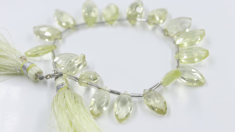 Lemon Quartz Yellow Marquise Faceted Natural Beads 8 Inches Strands