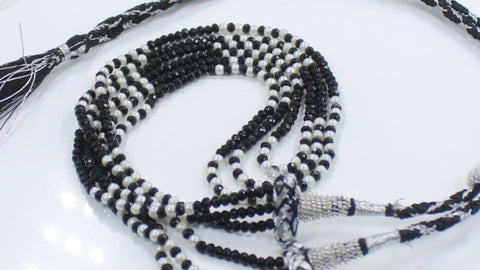 Black Spinel & Pearl Round Faceted Natural Beads Necklace 20 Inches Strands