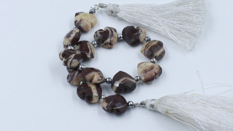 Picture Jasper Brown Heart Faceted Natural Beads 8 inches Strands