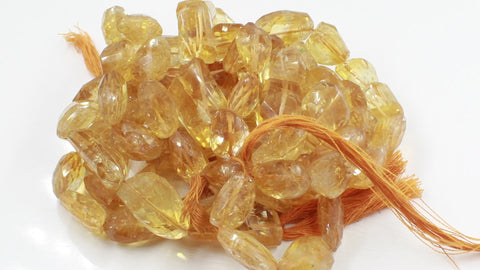 Citrine Orange Nugget Faceted Natural Beads