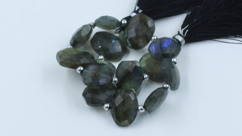 Labradorite Grey Oval Faceted Natural Beads 8 Inches Strands