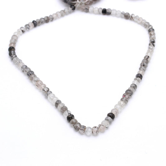 Rutilated Quartz Black Round Faceted Natural Beads 16 Inches Strands