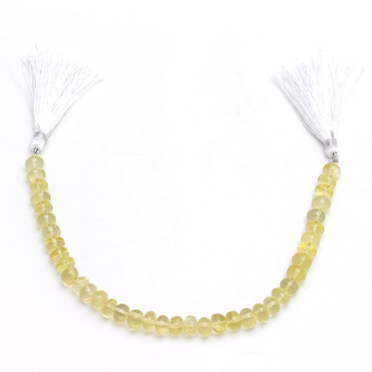 Lemon Quartz Yellow Rondell Smooth Natural Beads 8 Inches Strands