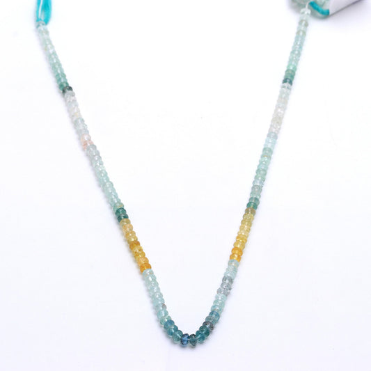 Aquamarine Blue Rondelle Faceted Natural Beads 12.5 Inches