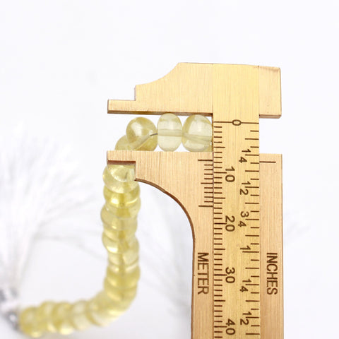 Lemon Quartz Yellow Rondell Smooth Natural Beads 8 Inches Strands