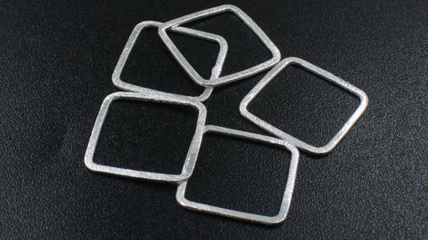 Silver Coated Brass Outline 24MM Square Blank