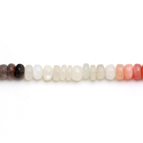 Multi Moonstone Multi Rondell Smooth Natural Beads 8 inches Strands