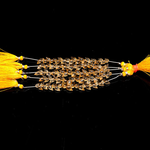 Citrine Yellow Drop Faceted Natural Beads 4 Inches Strands