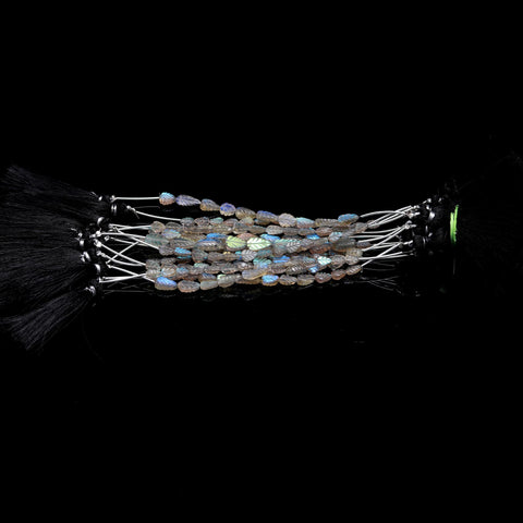 Labradorite Grey Leaf Carving Natural Beads 4 Inches Strands