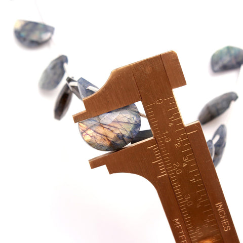Labradorite Grey D Shape Faceted Natural Beads