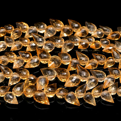 Citrine Yellow Drop Faceted Natural Beads 4 Inches Strands