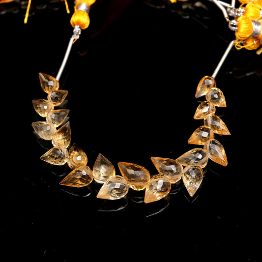 Citrine Yellow Drop Faceted Natural Beads 4 Inches Strands