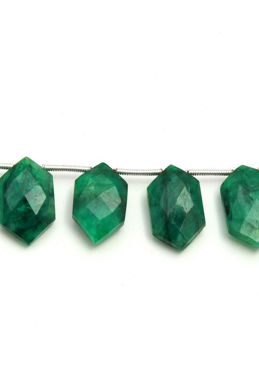 Green Dyed Quartz Hexagon Faceted Natural Beads