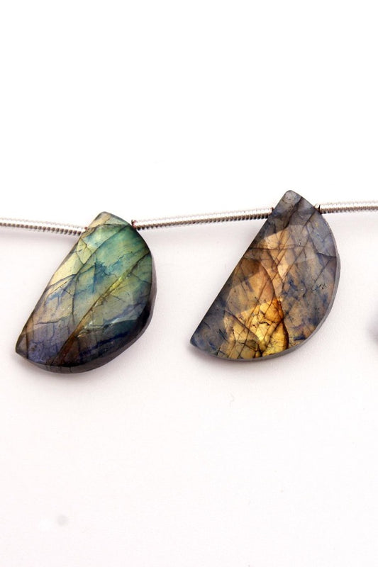 Labradorite Grey D Shape Faceted Natural Beads