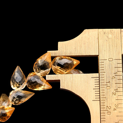 Citrine Yellow Drop Faceted Natural Beads 4 Inches Strands