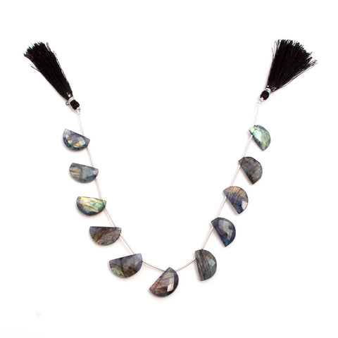 Labradorite Grey D Shape Faceted Natural Beads