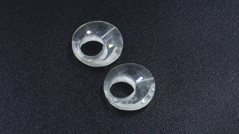 Crystal Quartz White Coin Faceted Natural Beads 18 mm Stone Pair Of 2