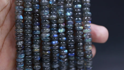 Labradorite Grey Rondell Smooth Natural Beads 16 Inches Strands