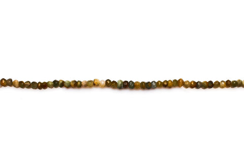Cats Eye Green Rondelle Faceted Natural Beads