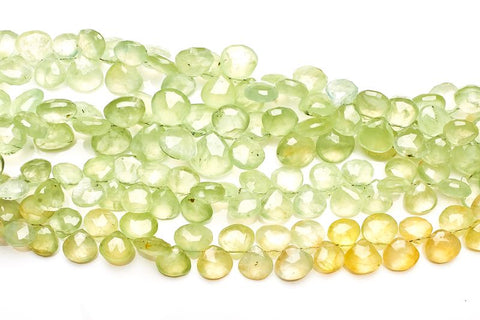 Prehnite Green Heart Faceted Natural Beads