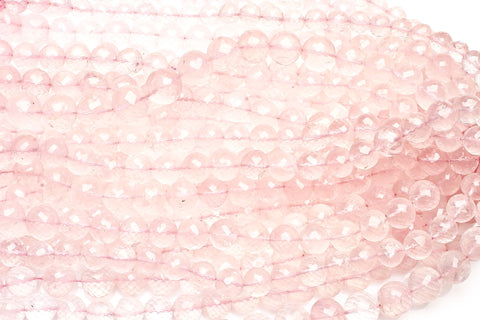 Rose Quartz Pink Round Faceted Natural Beads