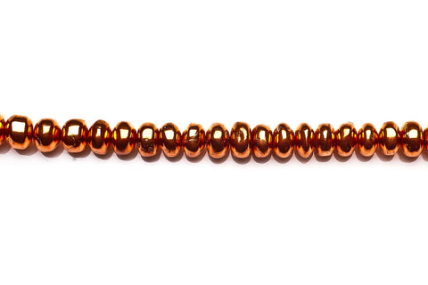Pyrite Copper Rondelle Smooth Coating Beads