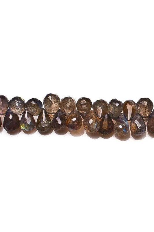 Labradorite Grey Drop Faceted Natural Beads
