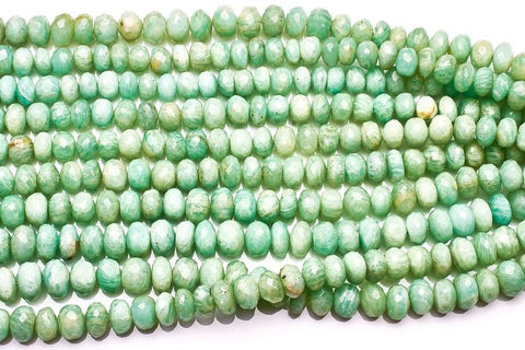 Amazonite Light Green Rondelle Faceted Natural Beads