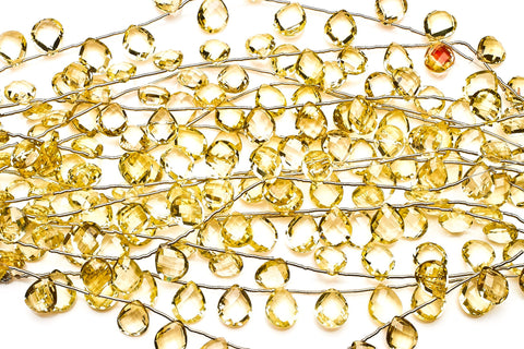 Crystal Quartz Yellow Pear Faceted Natural Beads